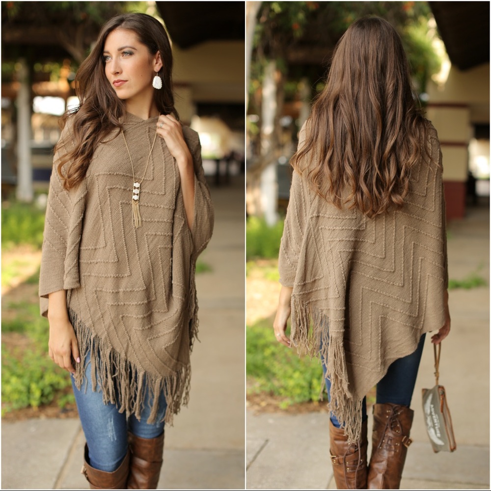 Khaki Missoni pattern embossed extra soft poncho